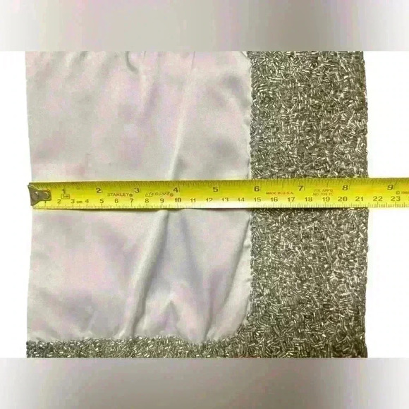 BANANA REPUBLIC grey silver Beaded Satin Fold-Over Clutch Bag - Picture 10 of 12